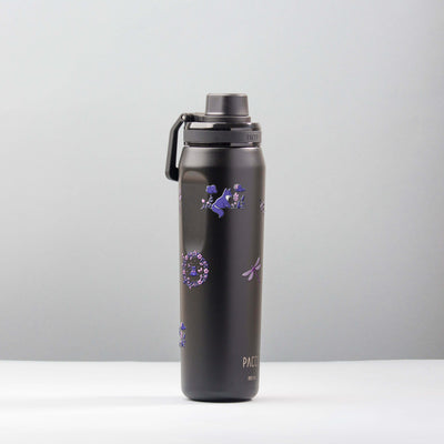 Garrafa Térmica PACCO Vyta 650ml Natureza Lilás Preta, foto de estúdio