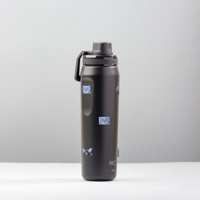Garrafa Térmica PACCO Vyta 650ml Porcelana Azul Preta, foto de estúdio