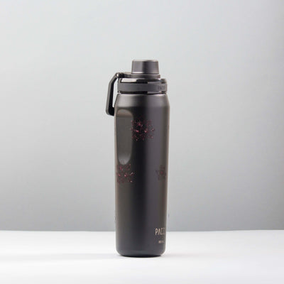 Garrafa Térmica PACCO Vyta 650ml Floral Rosa Preta, foto de estúdio