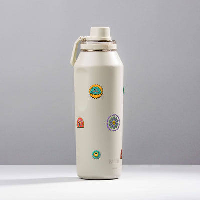 Garrafa Térmica PACCO Vyta 1200ml Retrô Good Vibes Creme, foto de estúdio