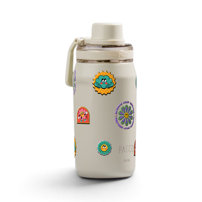 Garrafa Térmica PACCO Vyta 350ml Retrô Good Vibes Creme, frente 3