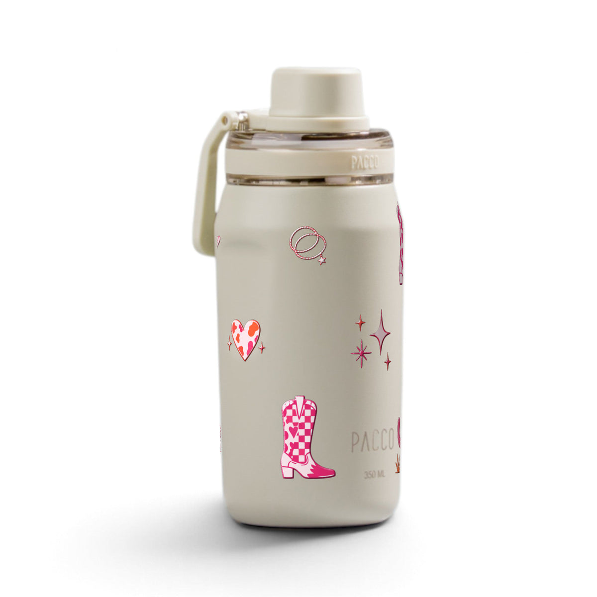 Garrafa Térmica PACCO Vyta 350ml Country Rosa Creme, frente 3