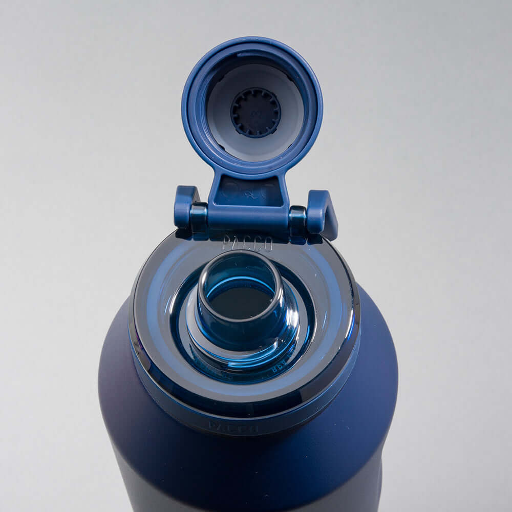 Garrafa Térmica PACCO Vyta 1200ml, tecnologia térmica avançada, aço inox 18/10, mantém bebidas frias ou quentes, tampa aberta.