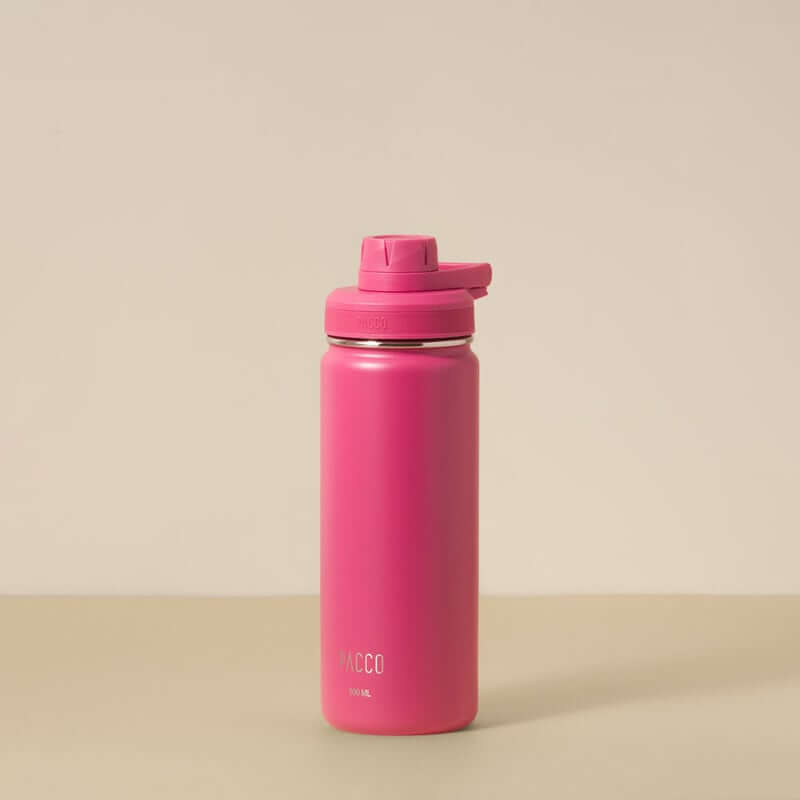 Garrafa Térmica PACCO Hydrav2 500ml rosa com design elegante e isolamento térmico de alta performance, ideal para bebidas.
