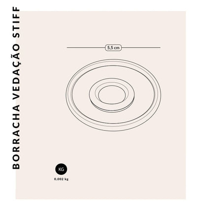 Diagrama do Kit Borracha Vedação PACCO Tampa Stiff medindo 5,5 cm de diâmetro, proteção contra vazamentos.