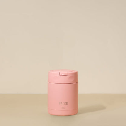 Pote Térmico FoodJar PACCO 350ml rosa em aço inoxidável, design funcional e durável, ideal para refeições práticas e estilosas.