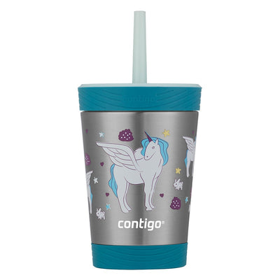 Copo Térmico Contigo THERMALOCK® Kids 341ml com design de unicórnio, vedação contra vazamentos, para manter bebidas geladas por até 10 horas.
