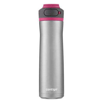 Garrafa Térmica Cortland Chill AUTOSEAL® Contigo | 709ml em aço inoxidável com tampa rosa, ideal para manter bebidas na temperatura ideal.