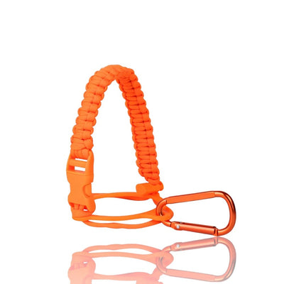 Alça de Mão Paracord para Garrafas Térmicas, prática e ergonômica, em cor laranja vibrante para conforto e estilo.
