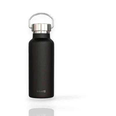 Garrafa Térmica Kouda Martial - 500ml, aço inoxidável, dupla parede, mantém temperatura ideal, 18/8 SAE 304, preta, prática e durável.