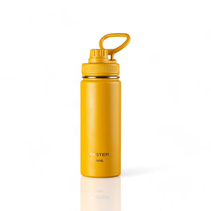 Garrafa Térmica Faster - 500ml amarela, design moderno e sustentável para academia ou viagens com garantia de 12 meses.