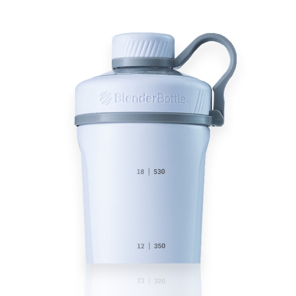 Coqueteleira Blender Bottle Radian 770ml com isolamento térmico e boca maior, ideal para atletas, mantém bebida gelada por 24h.