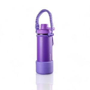Garrafa Térmica GalaxyFlask® 532ml - Edição Limitada com design roxo e alça trançada, ideal para manter bebidas na temperatura certa.