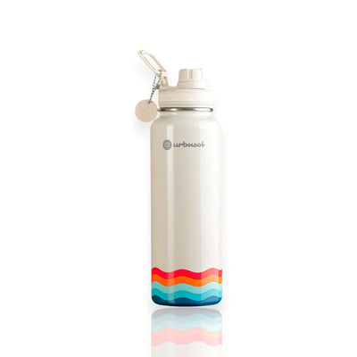 Garrafa Térmica Urbnsol 1,18L - Core e Waves com design em aço inoxidável, ideal para manter bebidas quentes ou frias por horas.