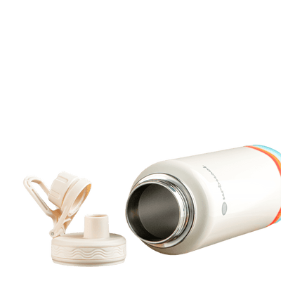 Garrafa Térmica Urbnsol 1,18L - Core e Waves com tampa aberta, em aço inoxidável, mantém a temperatura ideal de bebidas por horas.
