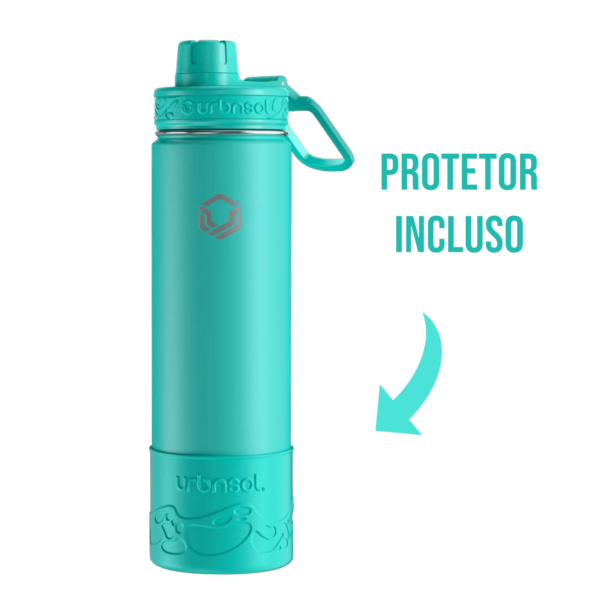 Garrafa Térmica Urbnsol 650ml - Tradicional com protetor incluído, mantém bebidas quentes por 12h e frias por 24h, design moderno.