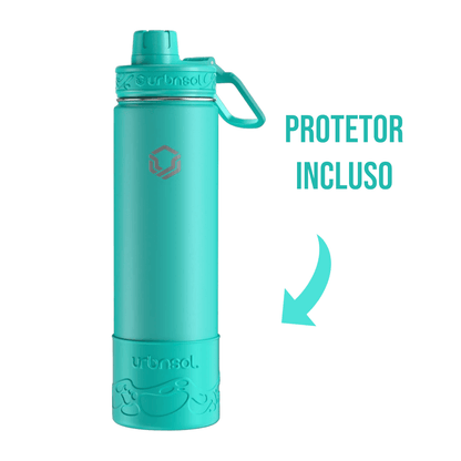 Garrafa Térmica Urbnsol 650ml - Tradicional com protetor incluído, mantém bebidas quentes por 12h e frias por 24h, design moderno.