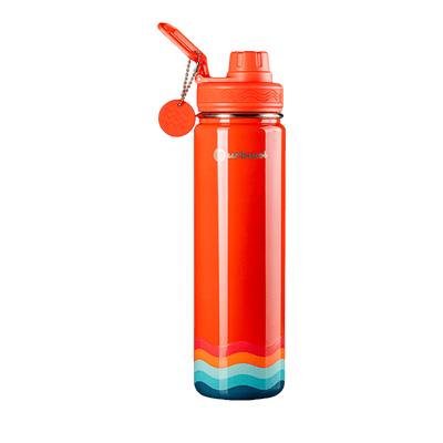 Garrafa Térmica Urbnsol 650ml - Core e Waves em vermelho com design moderno, mantém 12h quente e 24h frio, edição limitada.