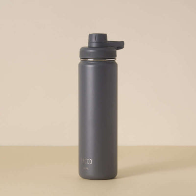 Garrafa Térmica PACCO Hydrav2 650ml cinza com design sofisticado e alto desempenho térmico, ideal para bebidas quentes e frias.