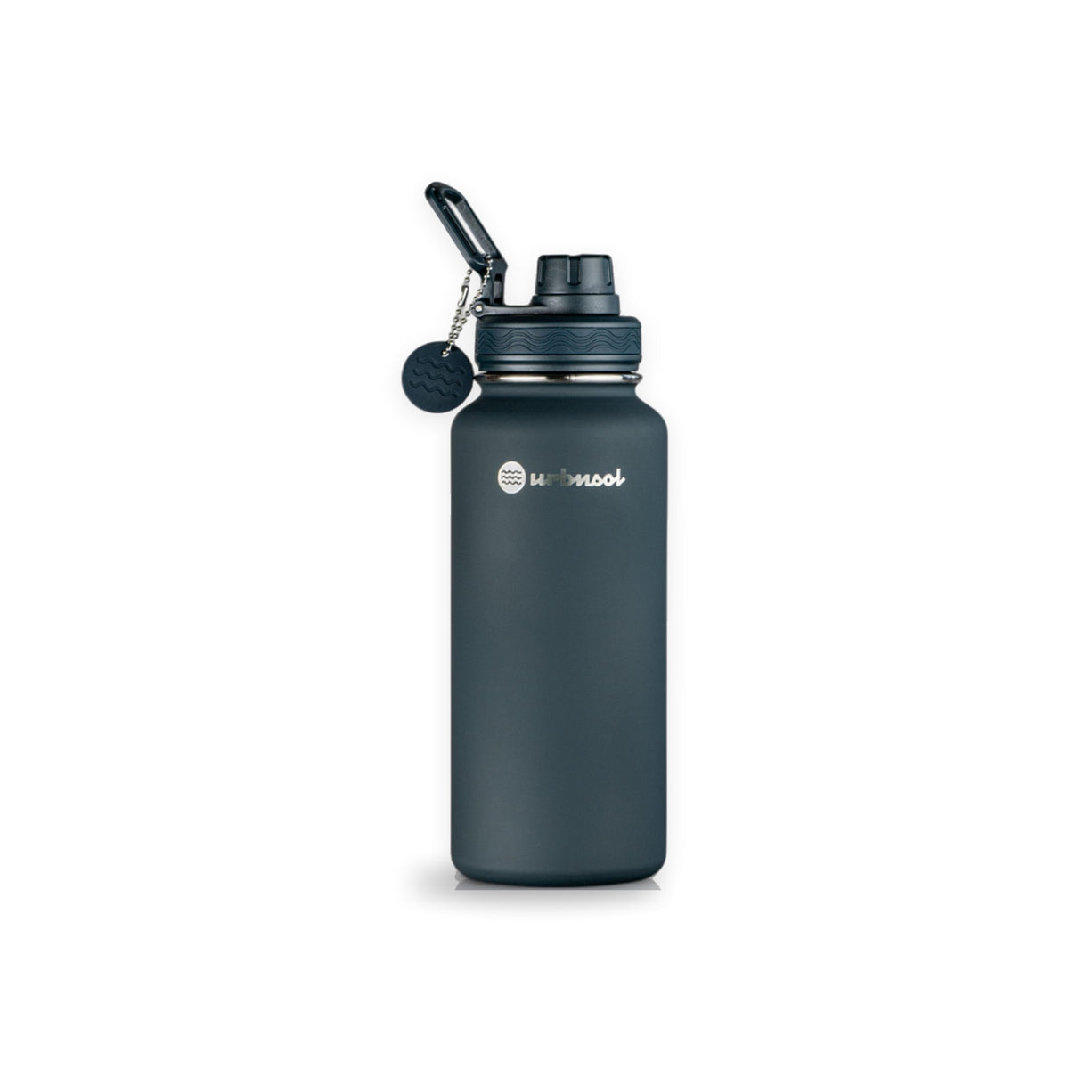 Garrafa Térmica Urbnsol 946 ml Core e Waves Midnight, vista frontal com tampa fechada