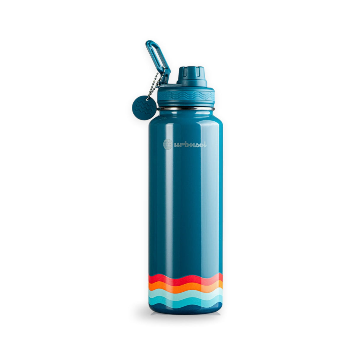 Garrafa Térmica Urbnsol 1,18 L Core e Waves Submarine Waves, vista frontal com tampa fechada