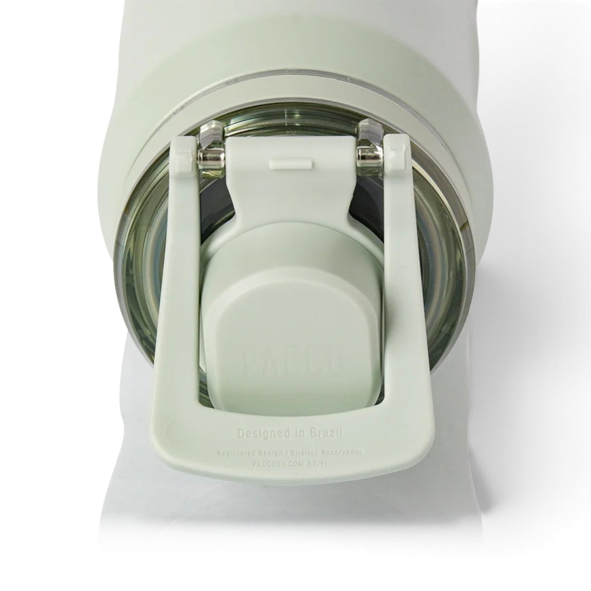 Garrafa Térmica PACCO Vyta 650ml Corações Sálvia Aqua Grey, detalhe da tampa