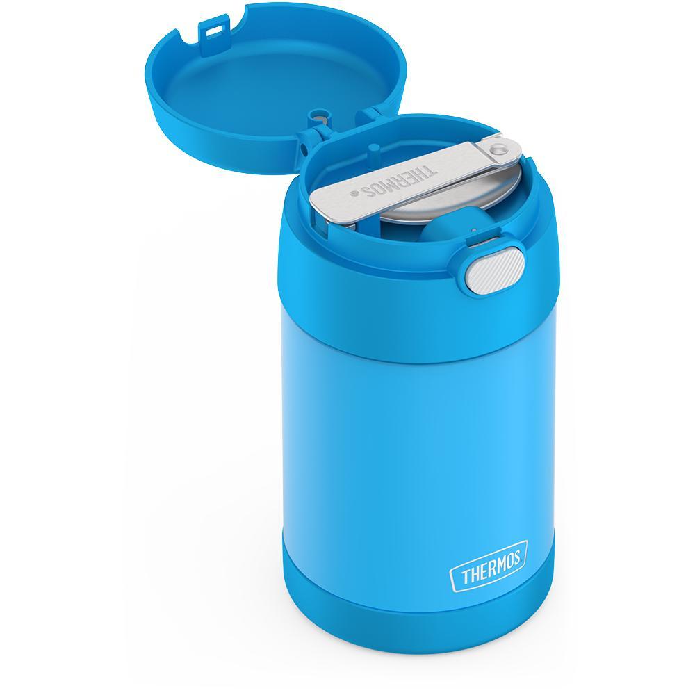Pote Térmico Thermos Funtainer 470 ml Azul Eletrizante, com a tampa aberta