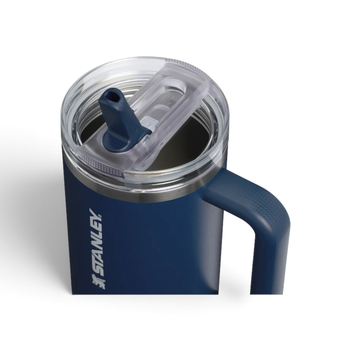 Copo Quencher Protour Stanley (1,18 L) Dark Navy, com a tampa aberta