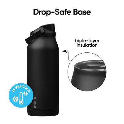 Garrafa Térmica Owala FreeSip Sway 1890 ml Very, Very Dark, infográfico com as características