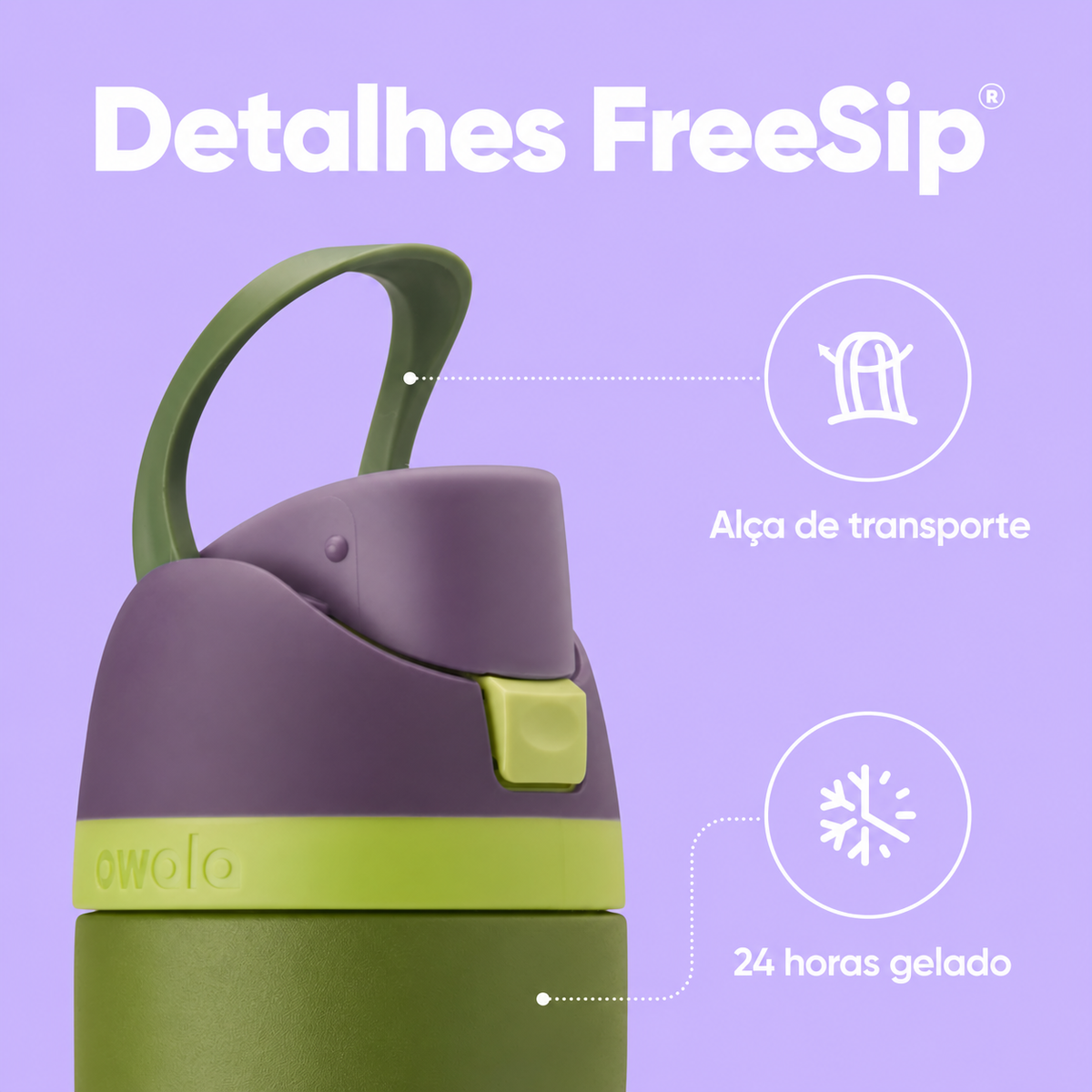 Garrafa Owala FreeSip 710ml/24oz na cor Hulk