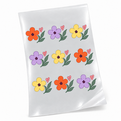 Cartela de Stickers UV DTF com Verniz