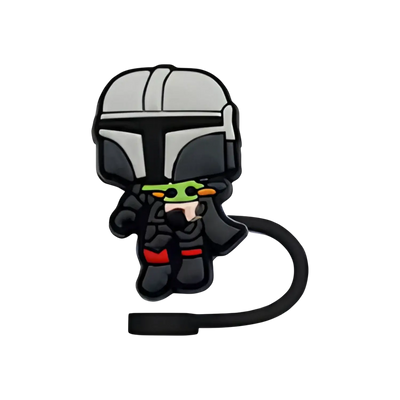 Ilustração de um protetor de canudo Quencher - Variados com design divertido de personagem famoso, feito de silicone flexível.