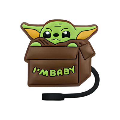 Protetor de Canudo Quencher - Variados com design criativo, figura em uma caixa com a frase 'I'm Baby'. proteção prática e divertida.