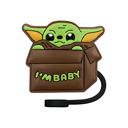 Protetor de Canudo Quencher - Variados com design criativo, figura em uma caixa com a frase 'I'm Baby'. proteção prática e divertida.