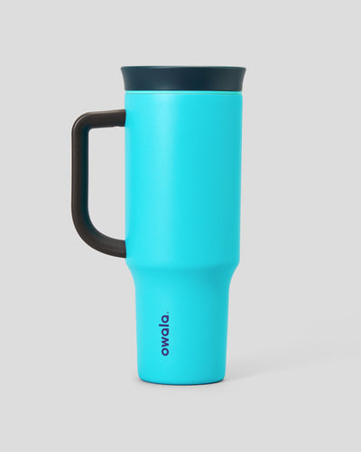 Copo Tumbler Térmico Owala - 1180ml | 40oz azul com alça preta, ideal para manter bebidas geladas por até 24 horas.