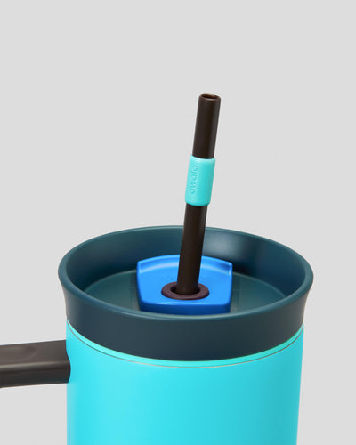 Copo Tumbler Térmico Owala - 1180ml | 40oz com canudo, cor azul, ideal para manter bebidas geladas por até 24 horas.