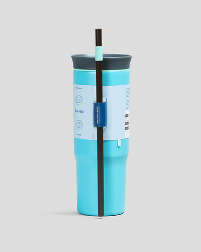 Copo Tumbler Térmico Owala - 710ml | 24oz azul com design inteligente e isolamento a vácuo para bebidas quentes ou frias.