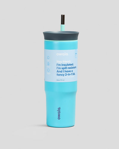 Copo Tumbler Térmico Owala - 710ml | 24oz em azul com tampa 2 em 1, design durável e isolamento térmico para manter bebidas na temperatura ideal.