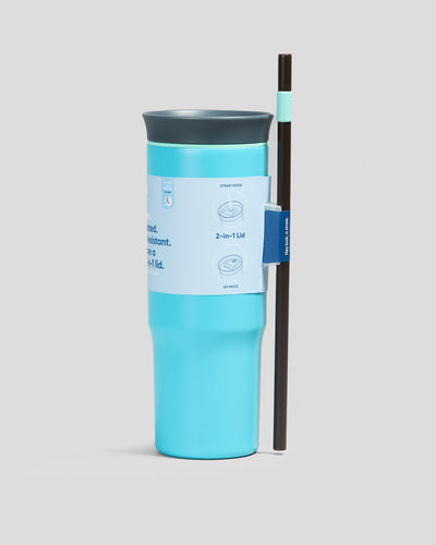 Copo Tumbler Térmico Owala - 710ml | 24oz azul com canudo, design inteligente para manter bebidas geladas por até 24 horas.