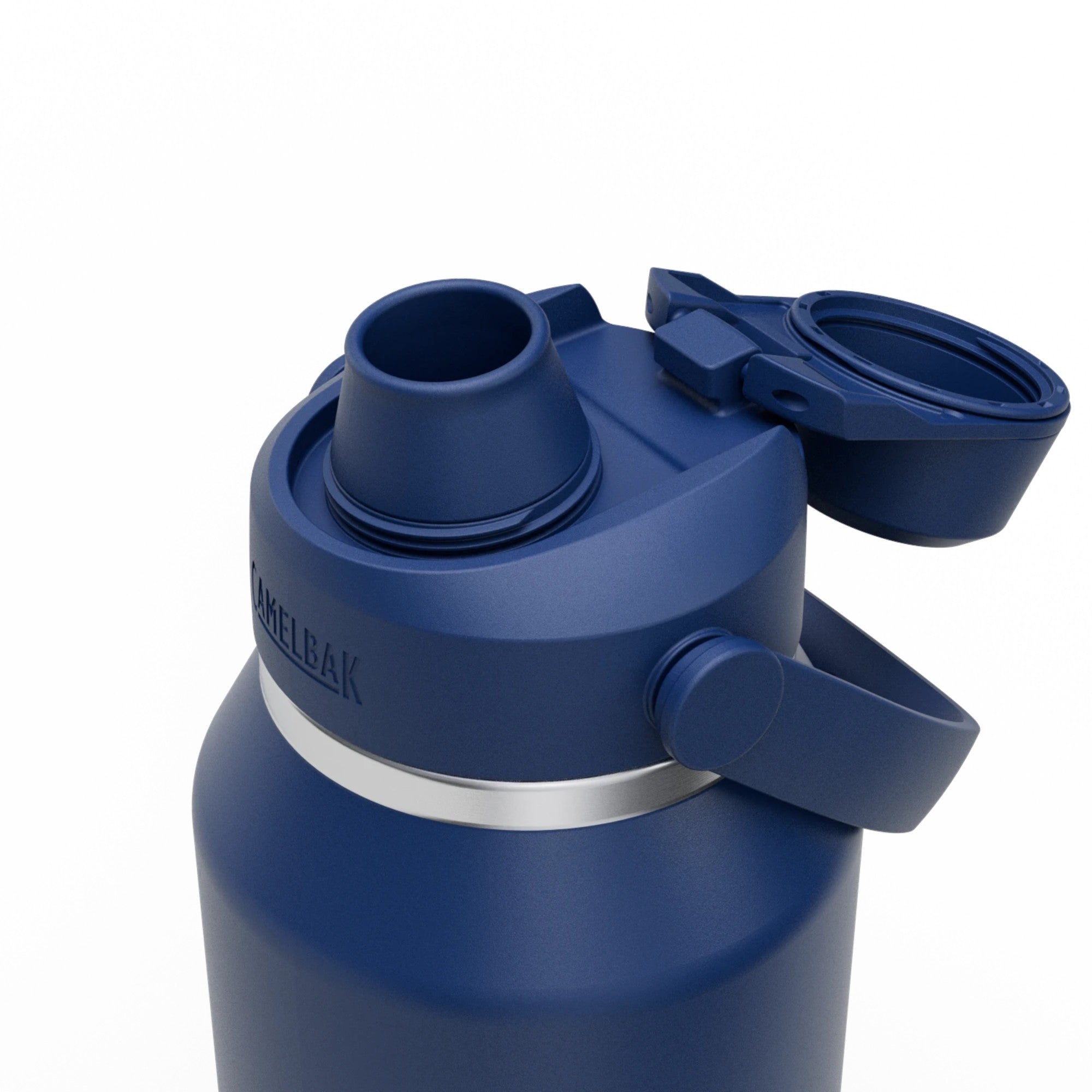 Garrafa Térmica Thrive Camelbak 1,18L com capô e saída de bebida em detalhe.