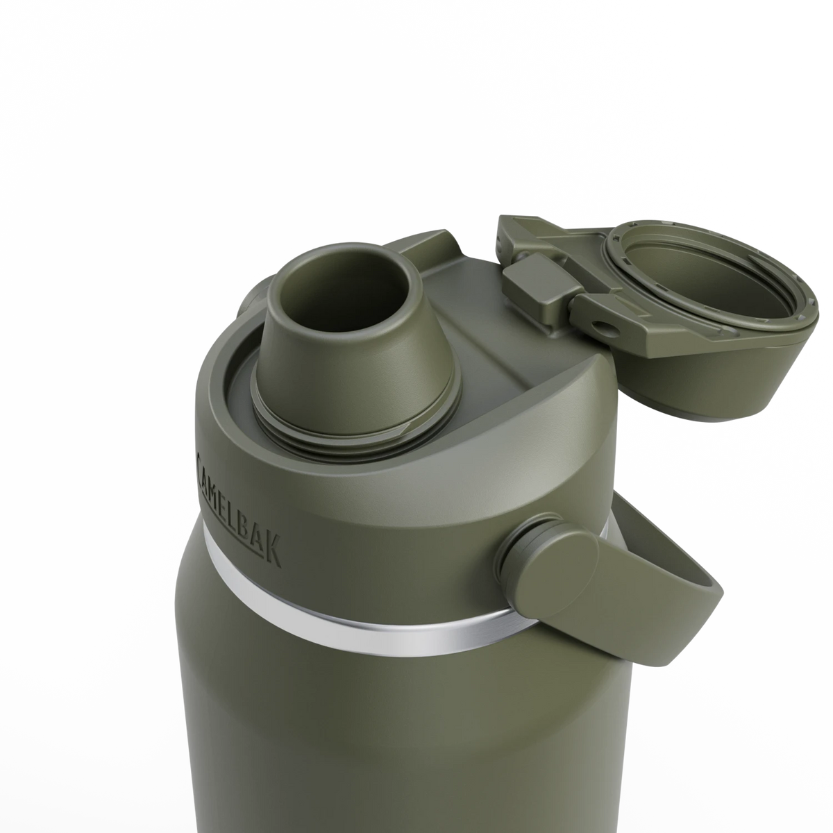 Garrafa Térmica Thrive Camelbak 946ml com tampa aberta mostrando detalhes internos.
