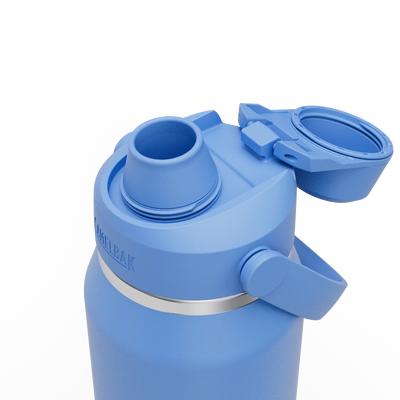 Garrafa Térmica Thrive Camelbak 946ml - detalhe do bico e tampa azul