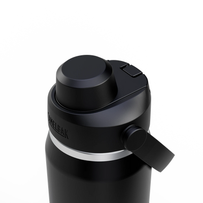 Garrafa Térmica Camelbak Thrive 740ml com detalhe da tampa e válvula de liberação.