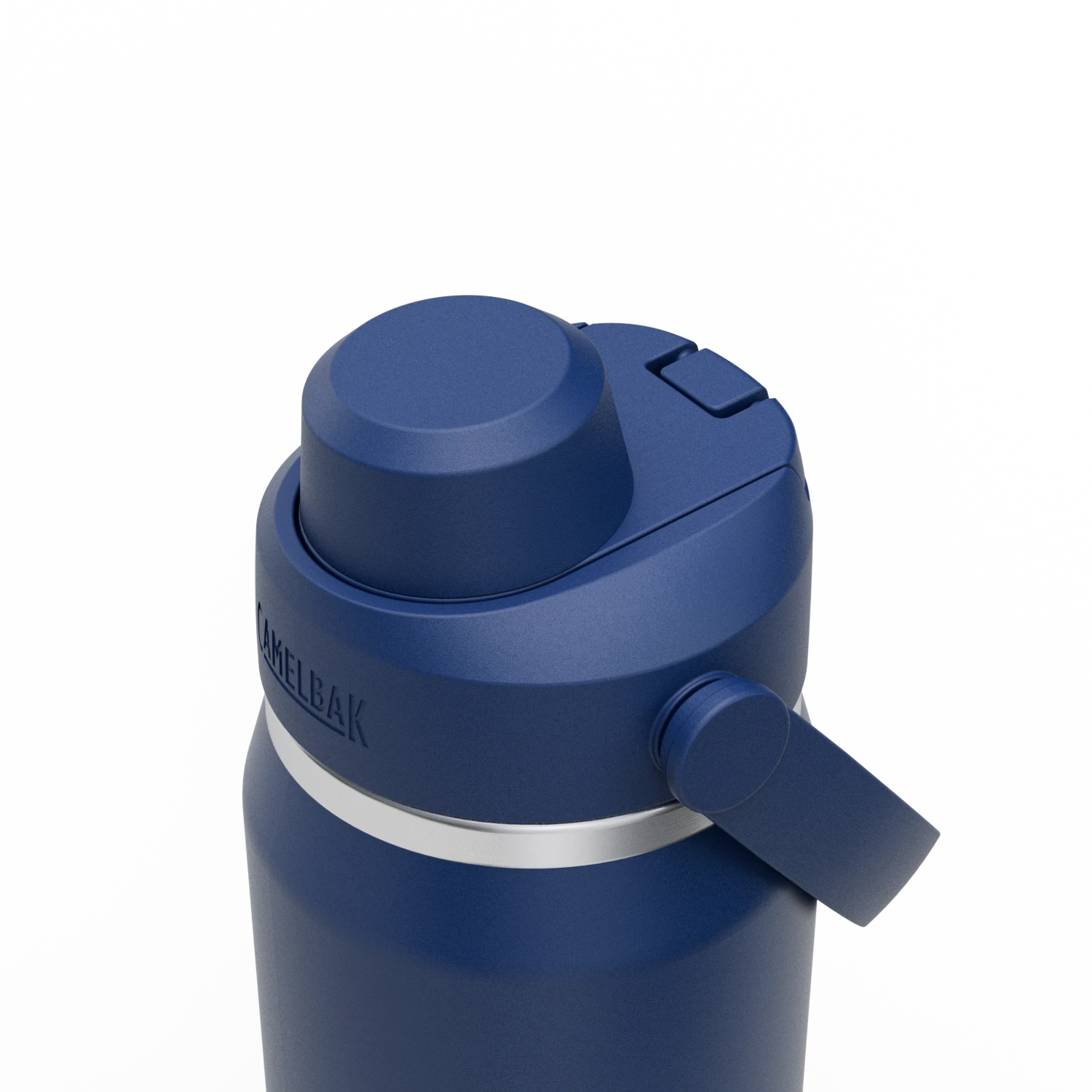 Garrafa Térmica Camelbak Thrive 740ml com tampa azul e design compacto, ideal para hidratação diária.