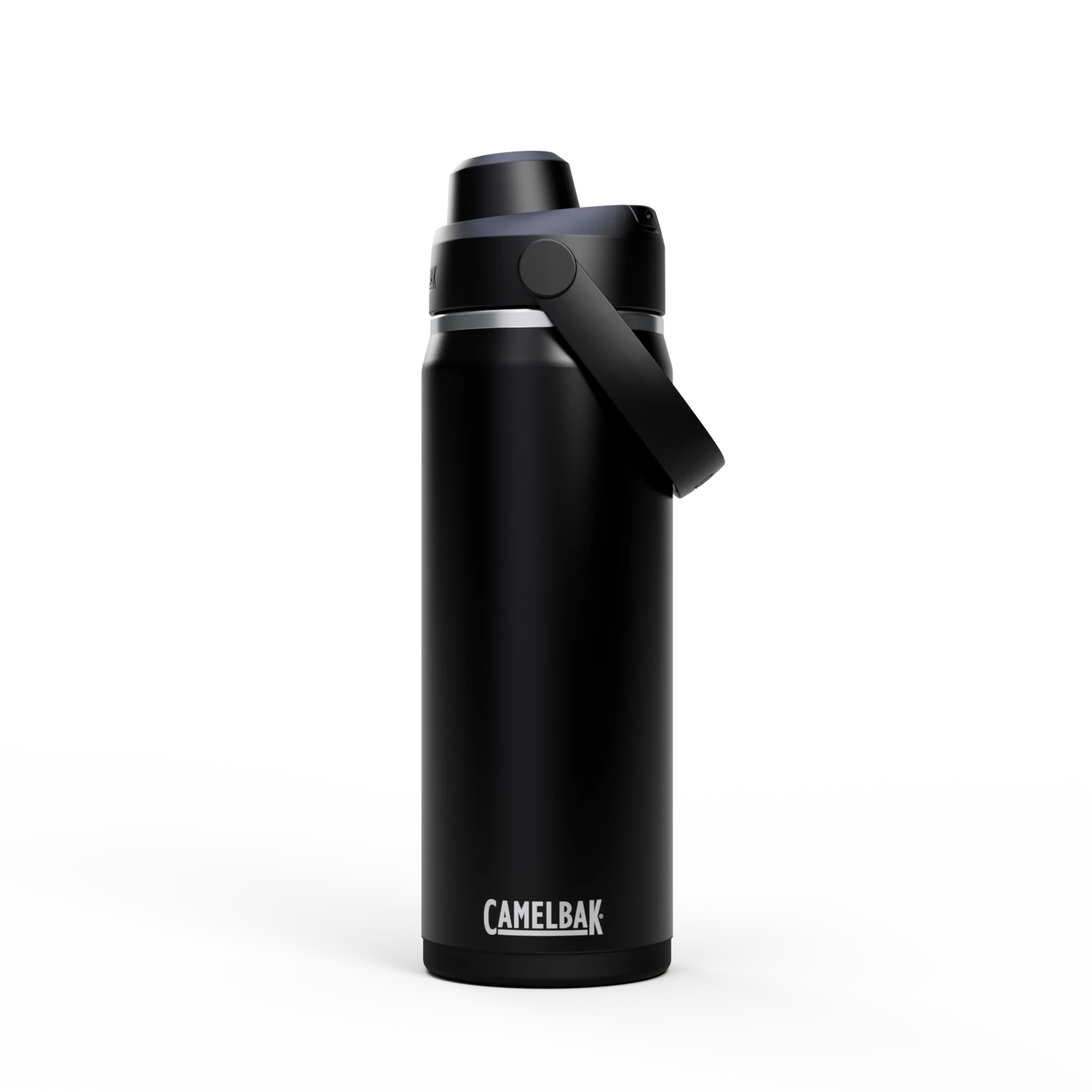 Garrafa Térmica Camelbak Thrive Chug 590ml em preto, ideal para hidratação diária e eficiência térmica.