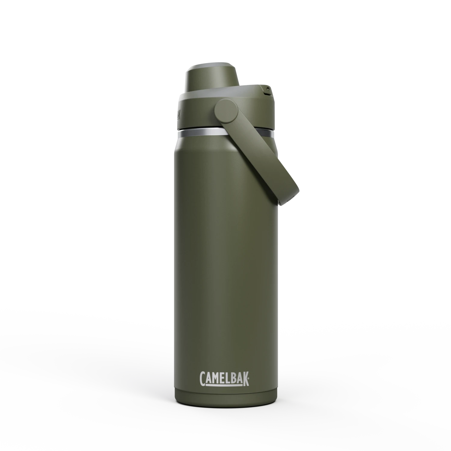 Garrafa Térmica Camelbak Thrive Chug 590ml em cor verde, ideal para uso diário e hidratação prática.