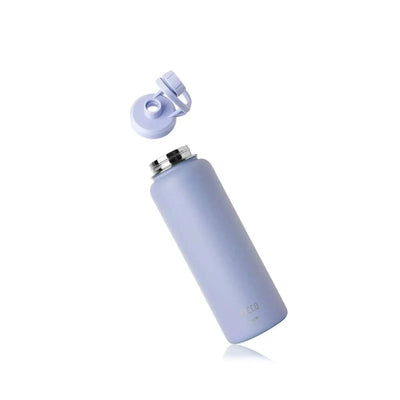 Garrafa Térmica PACCO Hydrav2 1200ml lilás com tampa aberta, destacando design moderno e capacidade para manter bebidas frias ou quentes.