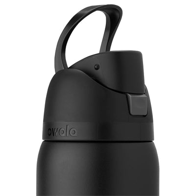 Close-up da Garrafa Térmica Owala FreeSip - 1180ml | 40oz com bico FreeSip e tampa de segurança preta.