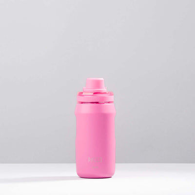 Garrafa Térmica PACCO Vyta 350ml em rosa, feita em aço inoxidável, ideal para manter bebidas quentes ou frias. Design moderno e ergonômico.