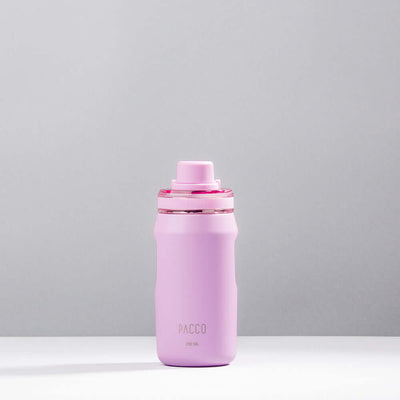 Garrafa Térmica PACCO Vyta 350ml rosa com design moderno e ergonômico, perfeita para uso diário e viagens.